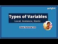 Different types of Variables - Local Instance Static variables in Java Tamil