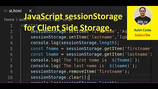 JavaScript sessionStorage for Client Side Storage
