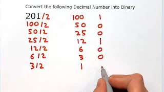 Convert from Decimal to Binary Method 2 Dividing By Two