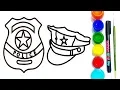 Police Badge Drawing and Coloring for Kids Toddlers Craft Hero