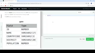 SQL BASICS HACKER RANK SQL REVISING THE SELECT QUERY 2