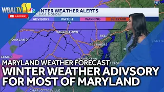 A chance of snow followed by a wintry mix Monday into Tuesday