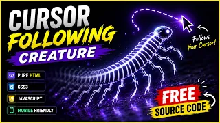 Cursor Following Creature Animation with HTML CSS JavaScript FREE Source Code