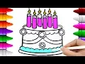How to Draw Birt ay Cake for Kids Birt ay Cake Coloring Page and Coloring Books binbon kids tv