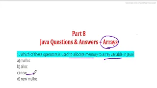 Important Java Language MCQ Arrays part 2 for Interview Placement Exam