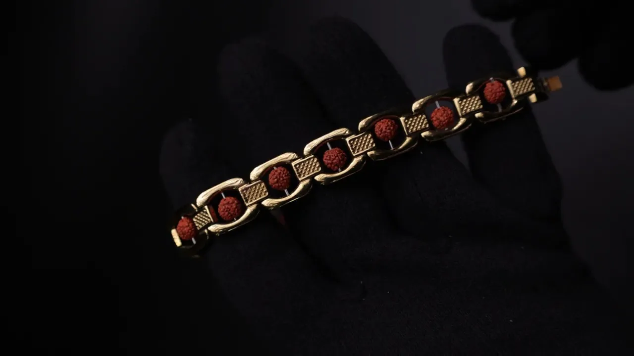 Rudraksha Bracelet Gold Plated for Protection, Peace & Positivity