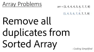 Array - 34 Remove all duplicates from Sorted Array