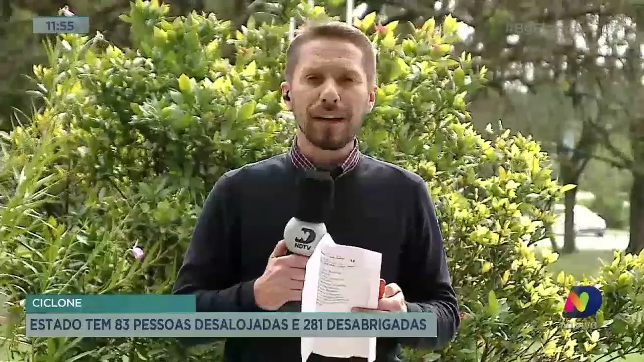SC tem 83 pessoas desalojadas e 281 desabrigadas devido ao ciclone desta quarta-feira