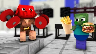 Fat Zombie Goes to the GYM! - Minecraft Animation