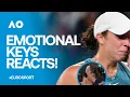 EMOTIONAL Madison Keys reacts after shocking five-time Grand Slam champion Iga Swiatek