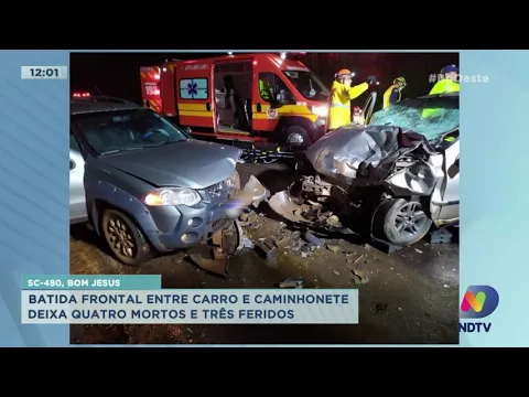 Batida frontal entre carro e caminhonete deixa quatro mortos e três feridos em Bom Jesus