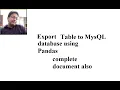 Export of table using dataframe with pandas to mysql