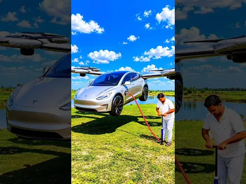 I Inflated A New Flying Tesla Car 🚗✈️
