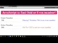 JavaScript Program to Find whether a Number is Even or Odd with Source Code