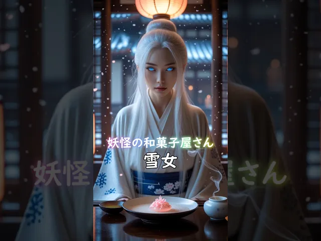 雪女和菓子を食べる