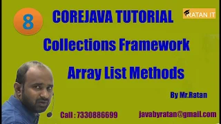 Corejava Tutorial Collection Framework -8 Array List Methods BY Ratan Sir