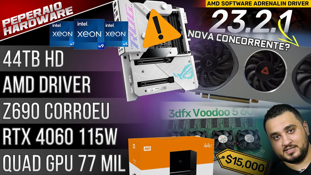 Resumão – AMD lançou driver / Z690 ROG corroeu / LGA4677 / RTX 4060 115W / 4x GPUs 77 mil / HD 44TB