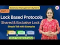 DBMS 34 Part 2 Lock Based Protocols Shared Exclusive Lock Examples