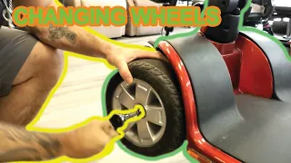 DIY Replacing the front and rear wheels on a Pride Mobility Victory Sport scooter