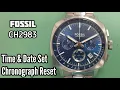 How To Setting Time Date and Chronograph Reset FOSSIL CH2983 Haywood Watch