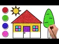 How to Draw A House From Shapes Drawing Coloring and Painting for Kids Chiki Art