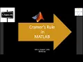 Cramer s Rule in MATLAB Solving set of equations By RR Ma am