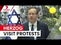 Lagu Israeli president's visit sparks mass protests | 7NEWS