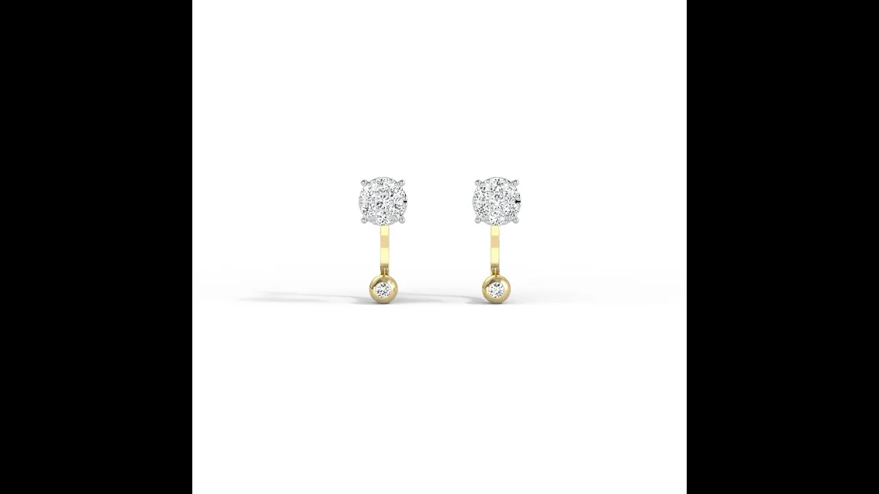 2-in-1 Convertible Pave Round Lab-Grown Diamond Stud & Drop Earrings in Sterling Silver