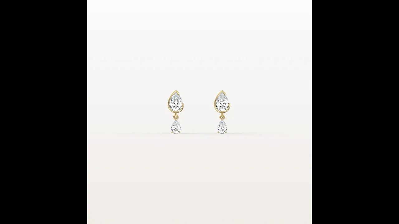 Double Pear Lab-Grown Diamond Drop Earrings in 14K Solid Gold/Platinum