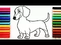 Coloring Page with Dachshund Dog - Colouring Book for Kids
