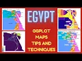 Create Map of Egypt various type of geoanalytics charts includeing Choropleth maps using GGPLOT