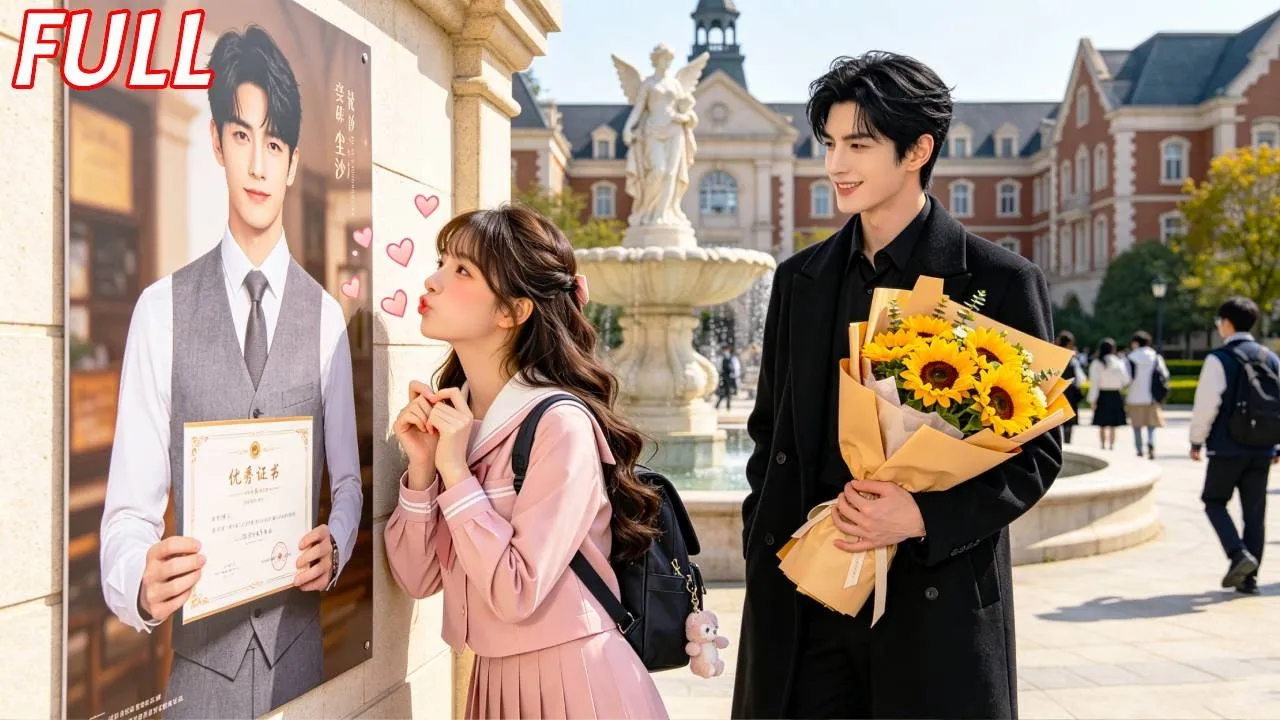 Elle a embrassé l’affiche de son prof sans savoir qu’il était derrière — il l’a trouvée adorable. 😳💘 poster