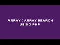 Array array search using php