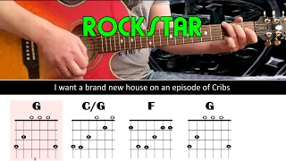 Download ROCKSTAR - Nickelback - Guitar lesson - Acoustic guitar (with chords \u0026 lyrics) MP3