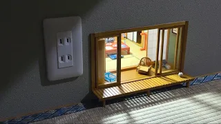【ミニチュア】壁の中にこびと用の縁側を作ってみた。Making a Hidden Mini Japanese Room Inside My Wall!