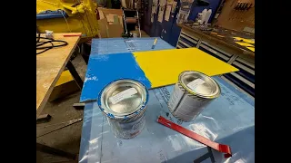 Touching up the blue and the yellow.