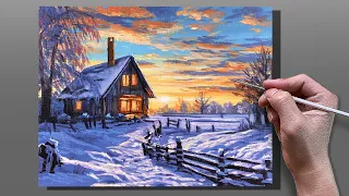 Download Acrylic Painting Snowy Path Sunset / Correa Art MP3
