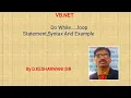 Do While Loop statement Syntax and example in VB Net by D Kesharwani sir