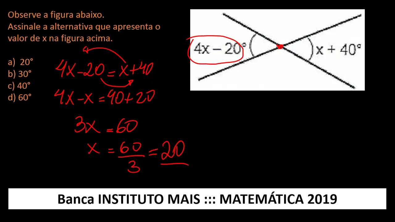 Ângulos Q13 Matemática Instituto Mais #IMAIS 2019 Agente Fiscal Tributário