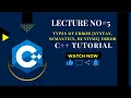 Lecture No 5 Types of Error Syntax Semantic Runtime Error
