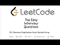 Leetcode Remove Duplicates From Sorted Array Facebook Interview Question