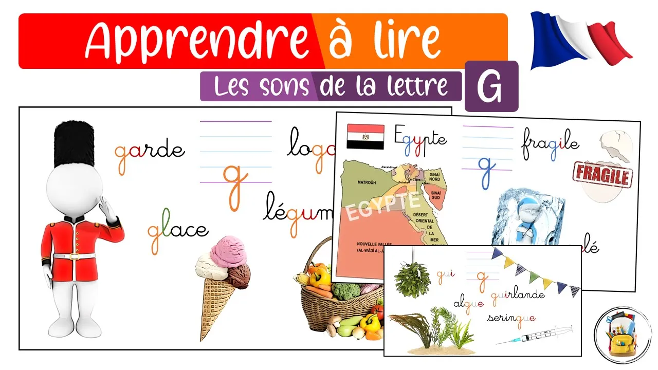 Apprendre Les Sons De La Lettre G - Prononciation De La Lettre G - La Lettre G En Français En Image