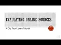 Evaluating Online Sources