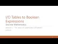M1 V9 IO Tables to Boolean Expressions