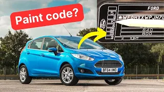 Where is paint code on a Ford Fiesta MK7