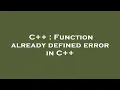 C Function already defined error in C