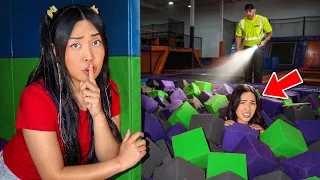 We Secretly Hid OVERNIGHT Inside A Trampoline Park