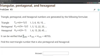 Project Euler 45 Triangular pentagonal and hexagonal