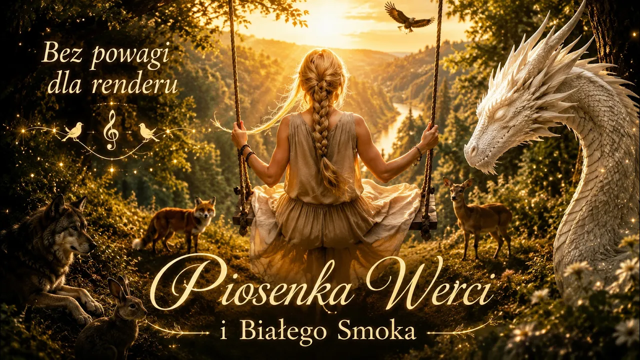 Wercia na huśtawce, Biały Smok i ciepłe światło pośród zieleni.