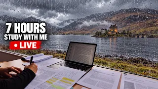 7+ HOUR STUDY WITH ME on A RAINY DAY 🎓  Scottish Highlands | Pomodoro | Deep Work Mode | No Music